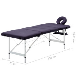 Table de massage pliable 4 zones Aluminium Violet