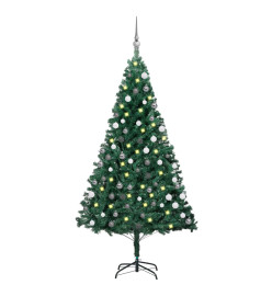 Arbre de Noël artificiel avec LED et boules Vert 150 cm PVC