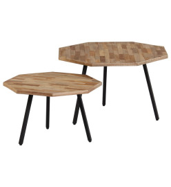 Ensemble de table basse 2 pcs Hexagonal Teck recyclé