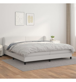 Lit à sommier tapissier avec matelas Blanc 200x200cm Similicuir