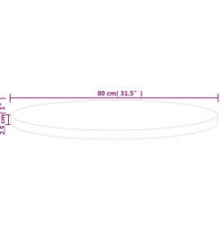 Dessus de table rond Ø80x2,5 cm Bois de chêne massif non traité