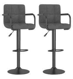 Tabourets de bar lot de 2 gris foncé velours