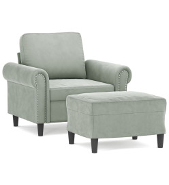 Fauteuil avec repose-pied Gris clair 60 cm Velours