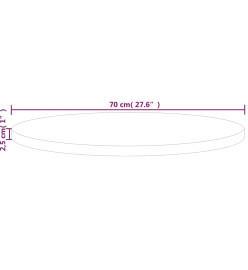 Dessus de table rond Ø70x2,5 cm Bois de chêne massif non traité