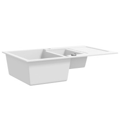 Évier de cuisine Granit Double lavabo Blanc