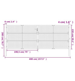 Portail de jardin anthracite 400x200 cm acier