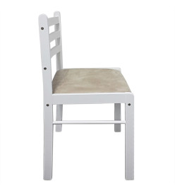 Chaises à manger lot de 4 blanc hévéa solide et velours