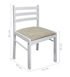 Chaises à manger lot de 4 blanc hévéa solide et velours