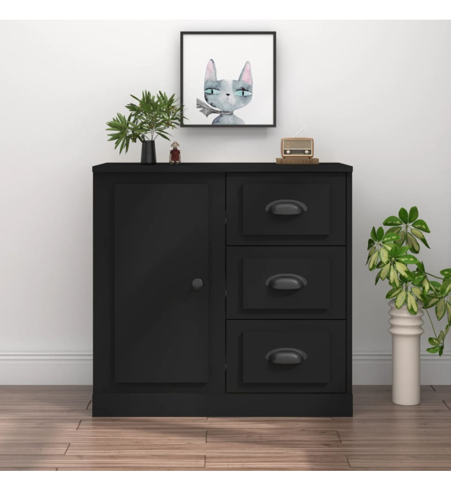 Buffet noir 70x35,5x67,5 cm bois d'ingénierie