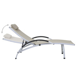 Chaise longue Aluminium textilène Crème