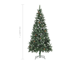 Sapin de Noël avec pommes de pin et paillettes blanches 210 cm