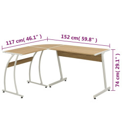 Bureau d'angle en forme de L Chêne