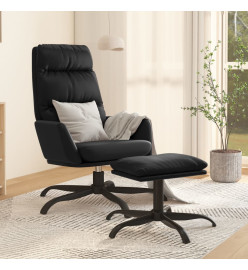 Chaise de relaxation avec tabouret Noir Similicuir