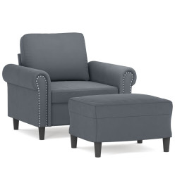 Fauteuil avec repose-pied Gris foncé 60 cm Velours