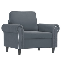 Fauteuil avec repose-pied Gris foncé 60 cm Velours