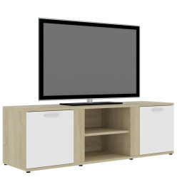 Meuble TV Blanc et chêne sonoma 120x34x37 cm Aggloméré