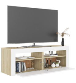 Meuble TV avec lumières LED blanc et chêne sonoma 120x35x40 cm