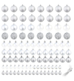 Ensemble de boules de Noël 100 pcs 3/4/6 cm Argenté