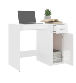 Bureau Blanc brillant 100x49x75 cm Bois d'ingénierie