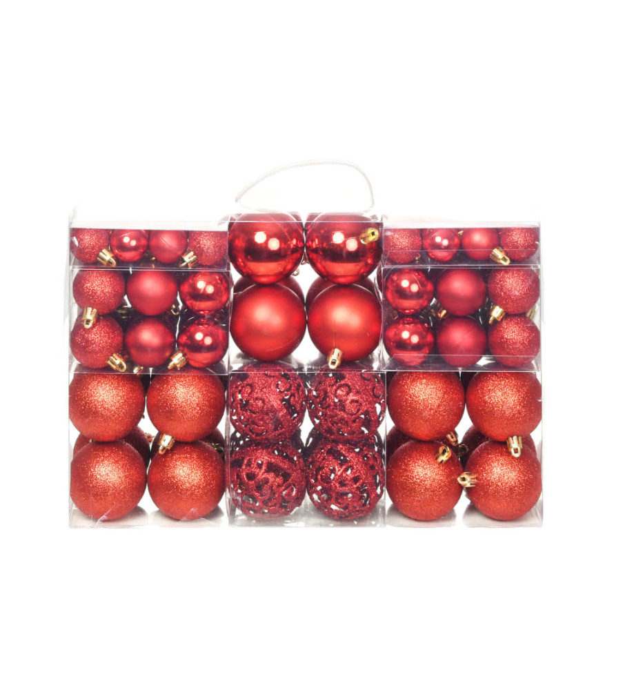 Ensemble de boules de Noël 100 pcs 3/4/6 cm Rouge