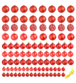 Ensemble de boules de Noël 100 pcs 3/4/6 cm Rouge