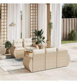 Salon de jardin avec coussins 6 pcs beige résine tressée