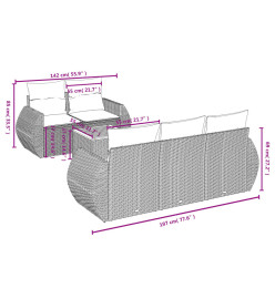 Salon de jardin avec coussins 6 pcs beige résine tressée