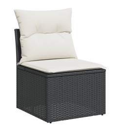 Salon de jardin 9 pcs avec coussins noir résine tressée