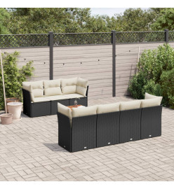 Salon de jardin 6 pcs avec coussins noir résine tressée