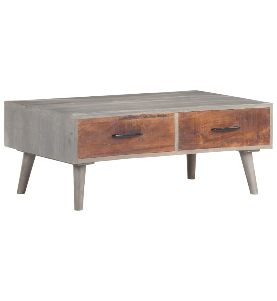 Table basse Gris 100x60x40 cm Bois massif de manguier brut