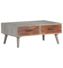 Table basse Gris 100x60x40 cm Bois massif de manguier brut