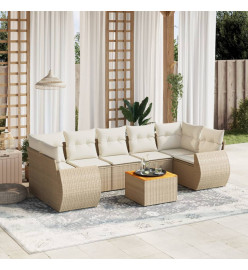 Salon de jardin avec coussins 8 pcs beige résine tressée