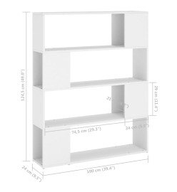 Bibliothèque/Séparateur de pièce Blanc 100x24x124 cm