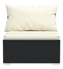 Salon de jardin 13 pcs avec coussins Résine tressée Noir