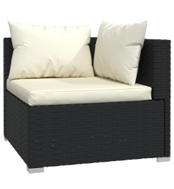 Salon de jardin 10 pcs avec coussins Résine tressée Noir