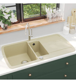 Évier de cuisine Granit Double lavabo Beige