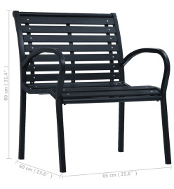 Chaises de jardin 2 pcs Noir Acier et WPC