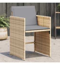 Chaises de jardin avec coussins lot de 4 mélange beige