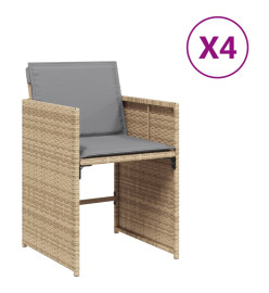 Chaises de jardin avec coussins lot de 4 mélange beige