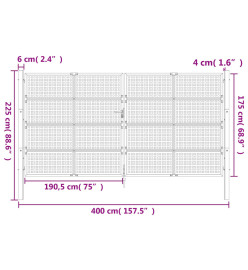 Portail de jardin anthracite 400x225 cm acier