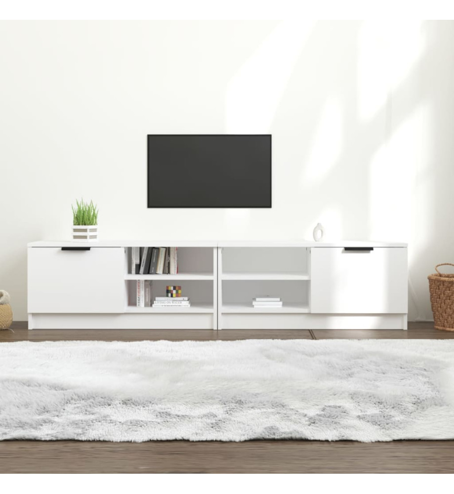 Meubles TV 2 pcs Blanc 80x35x36,5 cm Bois d'ingénierie