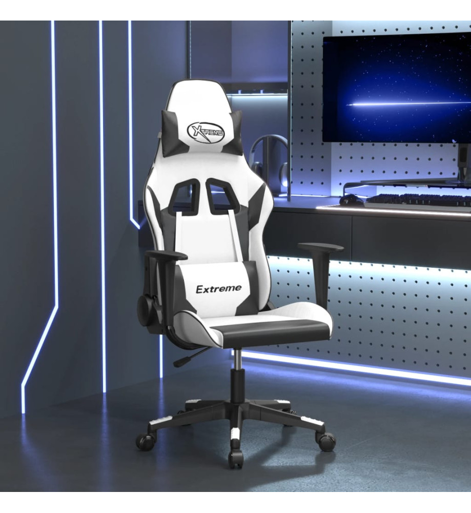 Chaise de jeu de massage Blanc et noir Similicuir