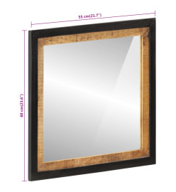 Miroir de salle de bain 55x1x60cm verre et bois massif manguier