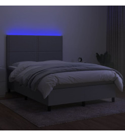 Sommier tapissier et matelas et LED Gris clair 140x190 cm Tissu