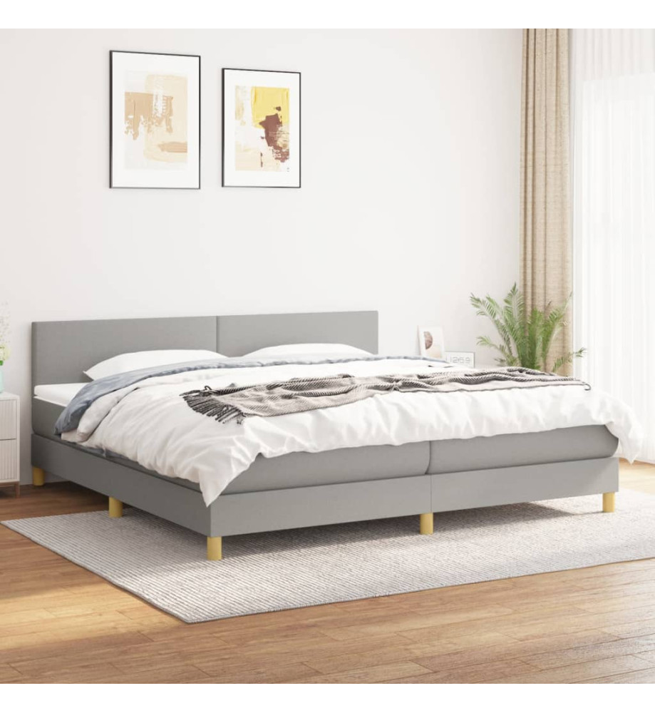 Lit à sommier tapissier avec matelas Gris clair 200x200cm Tissu