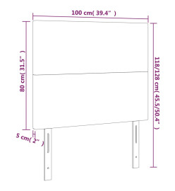 Tête de lit à LED Gris clair 100x5x118/128 cm Tissu