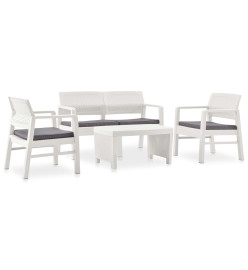 Salon de jardin 4 pcs avec coussins Plastique Blanc