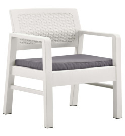 Salon de jardin 4 pcs avec coussins Plastique Blanc