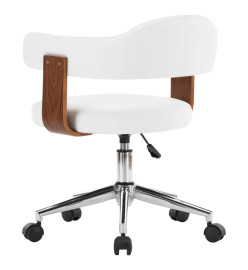 Chaise pivotante de bureau Blanc Bois courbé et similicuir