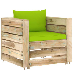 Salon de jardin 6 pcs avec coussins Bois imprégné de vert